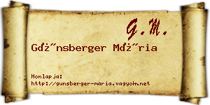 Günsberger Mária névjegykártya